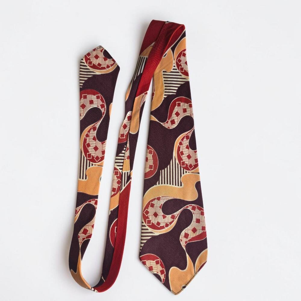 Vintage Arrow Wide Necktie crepe Abstract Brown Rust Tan Geometric 1950s 4" USA